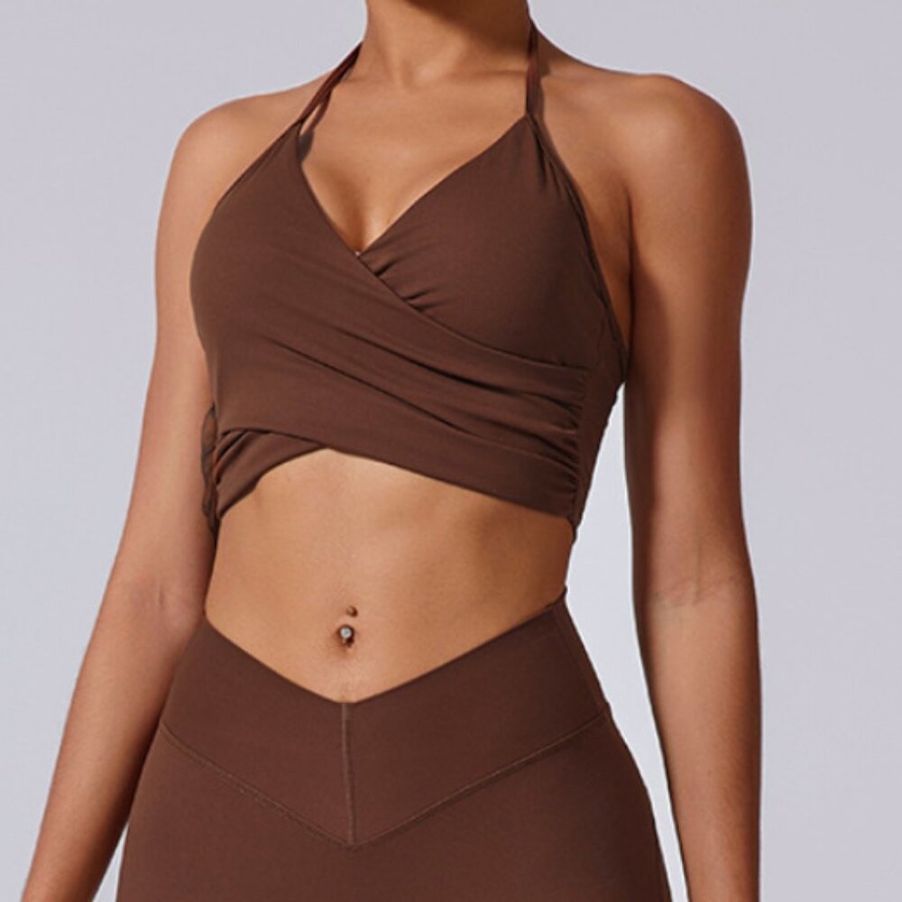 Sculpting Yoga Pilates Top Built-In Bra Sports Bra Crop Top